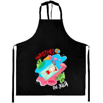 Discover Christmas In July Santa Relaxing On Beach Cute Aprons