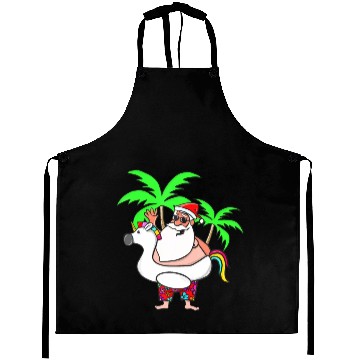 Discover Christmas In July Santa on Vacation Unicorn Pool Aprons
