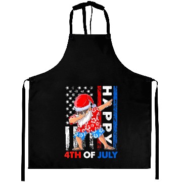 Discover Summer Santa Dabbing Happy Christmas In July 4th Aprons