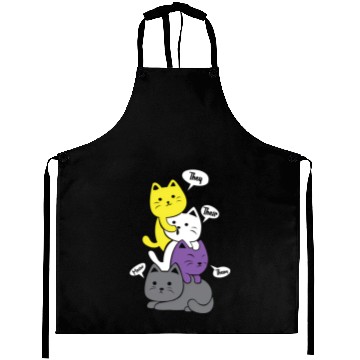 Discover Nonbinary They Their Them Meow Non-Binary Flag Aprons
