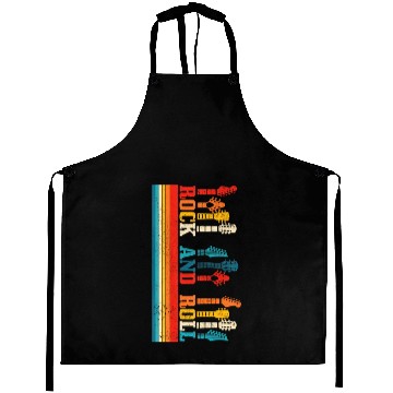 Discover Rock & Roll Guitar Player Guitarist Vintage Rock Aprons