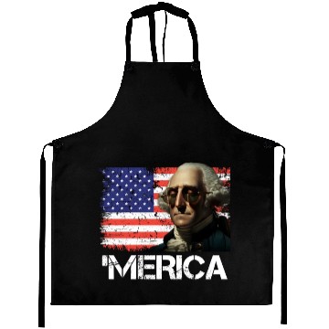 Discover Merica George Washington Independence Day USA Aprons