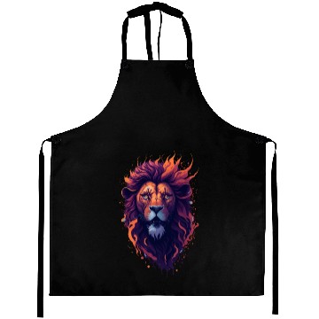 Discover Fiery Lion Head Beautiful Lion Aprons