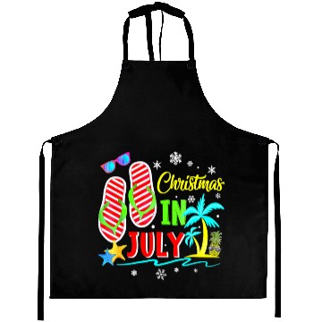 Discover Christmas In July Flip Flops Funny Beach Summer Aprons