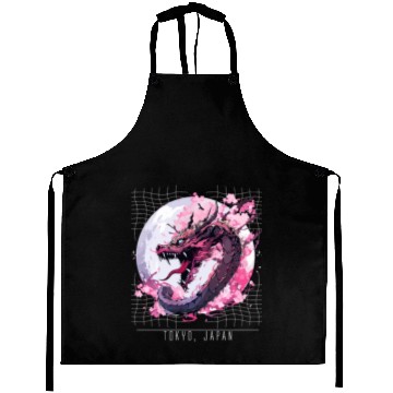 Discover Japanese Tokyo Dragon Asian inspired retro 80’s Aprons