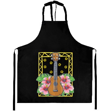 Discover Ukulele Guitar Flowers Nature Hawaii Vibes Uke Aprons