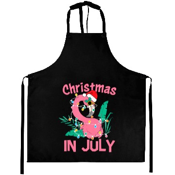 Discover Funny Summer Beach Vacation Christmas In July Aprons