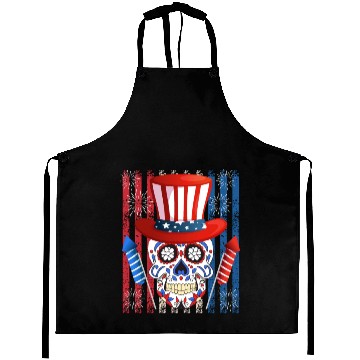 Discover Independence Day Firecracker Skull USA Party Aprons