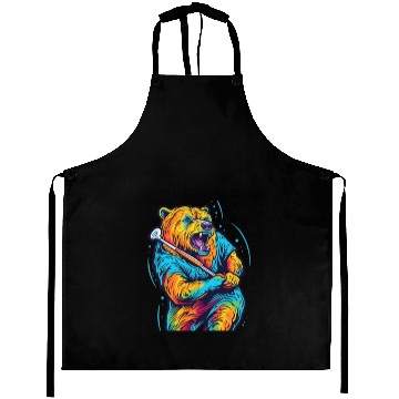 Discover Golfer Grizzly Bear Golf Club Golfing Golf Player Aprons
