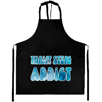 Discover Thrift Store Addict blue watercolor Aprons