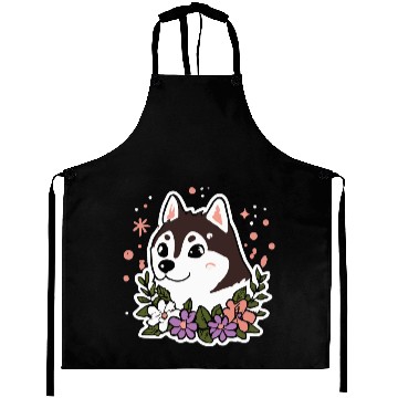 Discover Husky Flowers Dog Lover Malamute Aprons