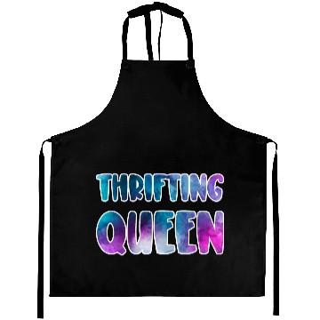 Discover Thrifting Queen blue purple watercolor Aprons
