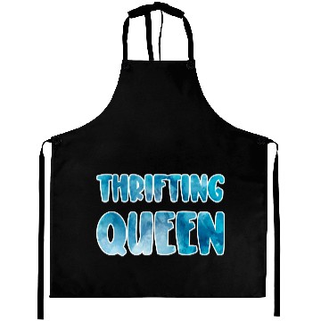 Discover Thrifting Queen blue watercolor Aprons
