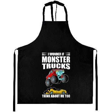 Discover I Wonder If Monster Trucks Think About Me Too Aprons