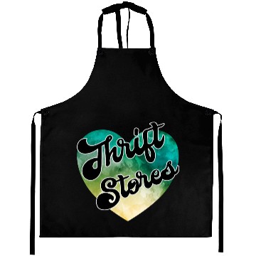 Discover Thrift Stores green yellow watercolor heart Aprons