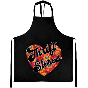 Discover Thrift Stores red floral heart Aprons
