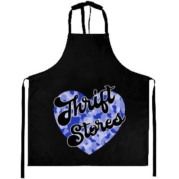 Discover Thrift Stores blue camo heart Aprons