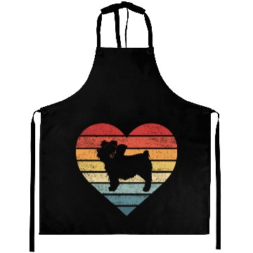 Discover Yorkie Lover Retro Sunset Silhouette Aprons