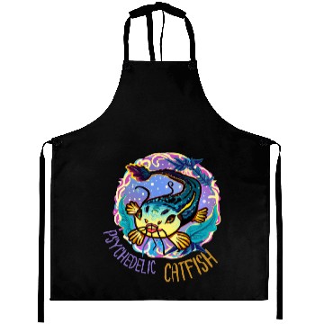 Discover Psychedelic Catfish Artwork Aprons