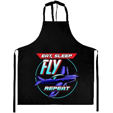 Discover Eat Sleep Fly Repeat Airplane Pilot Aviation Pun Aprons