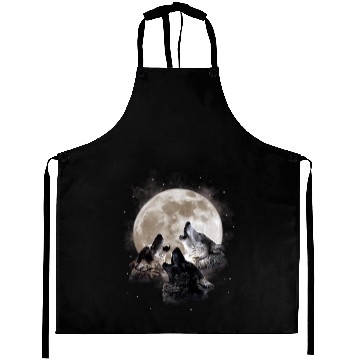 Discover Three Wolves Howling At The Moon - Wolf Aprons