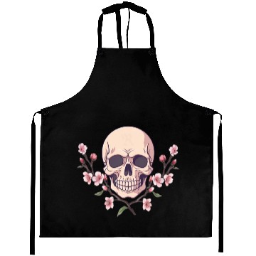 Discover Anime style Skull with cherry blossom branches Aprons