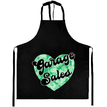 Discover Garage Sales green camo heart Aprons
