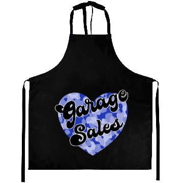 Discover Garage Sales blue camo heart Aprons