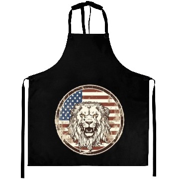 Discover Lion and american Flag Aprons