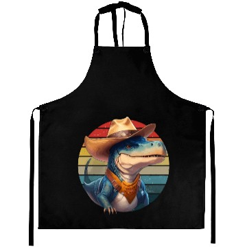 Discover Cowboy Saurus Dinosaur T-Rex Western Lover Aprons