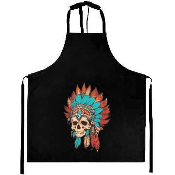 Discover Native American skull with traditional costume wit Aprons