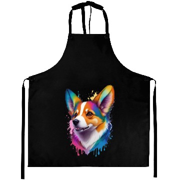 Discover Colourful rainbow realistic Welsh Corgi dog Aprons