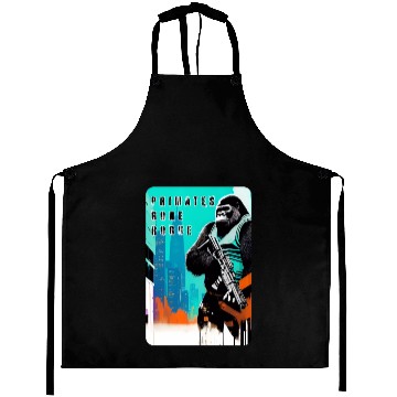 Discover Apex Predator: A Gun-Toting Ape Design 8 Aprons