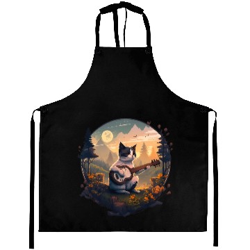 Discover Cottagecore Aesthetic - Cat Playing Guitar - Aprons