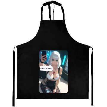 Discover Cyberpunk Waifu Influencer Design 1 Aprons