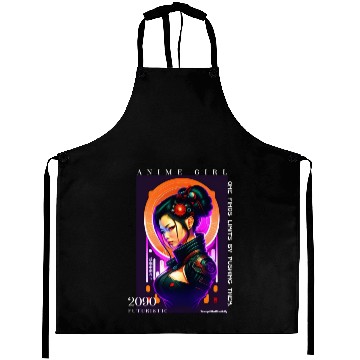 Discover Futuristic Cyberpunk Anime Girl Aprons