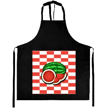 Discover Watermelon on Watermelon Pink Background Aprons