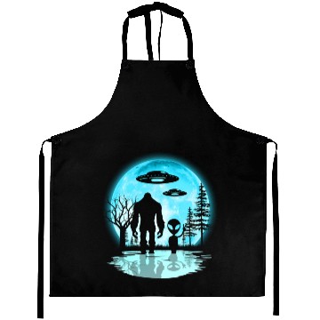 Discover Alien And Bigfoot Moon Aprons