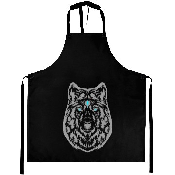 Discover Wolf Face Grey Aprons