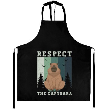 Discover Retro Respect The Capybara Capybara Lover Meme Aprons