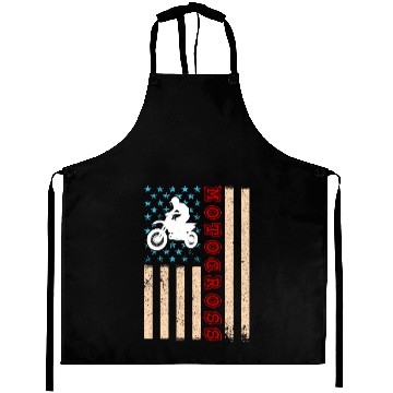 Discover Dirt Bike Motocross Rider Us American Flag Aprons