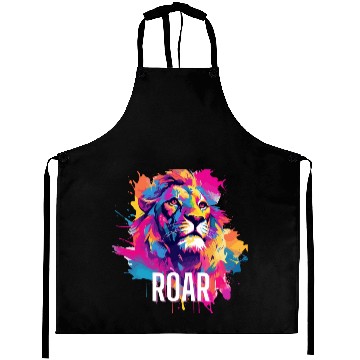 Discover Roar Aprons: Lion Synthwave Graffiti Kids Aprons