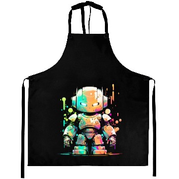 Discover Retro Robot Cute Robotic Engineer Technology Aprons