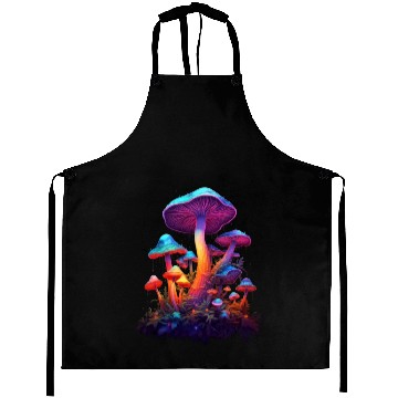 Discover Trippy Neon Mushrooms #8 Aprons