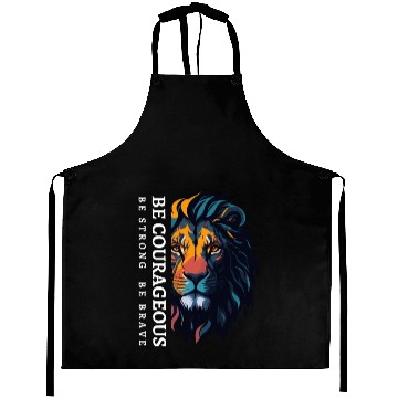 Discover Be courageous, Be strong and courageous, Lion Head Aprons