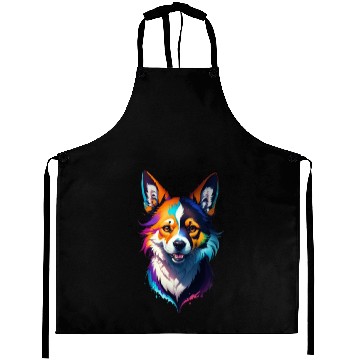 Discover colorful rainbow realistic corgi dog design Aprons