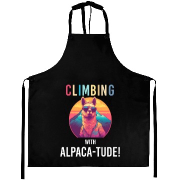 Discover Funny Alpaca with Sunglasses - Alpaca-tude Aprons