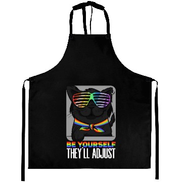 Discover Be Yourself They'll Adjust Rainbow Cat Feline Aprons