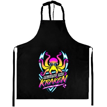 Discover Release The Kraken Retro Neon Synthwave 80s 90s Aprons