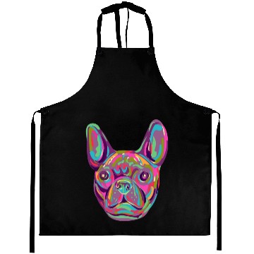 Discover French Bulldog Frenchie head Pop art style Aprons